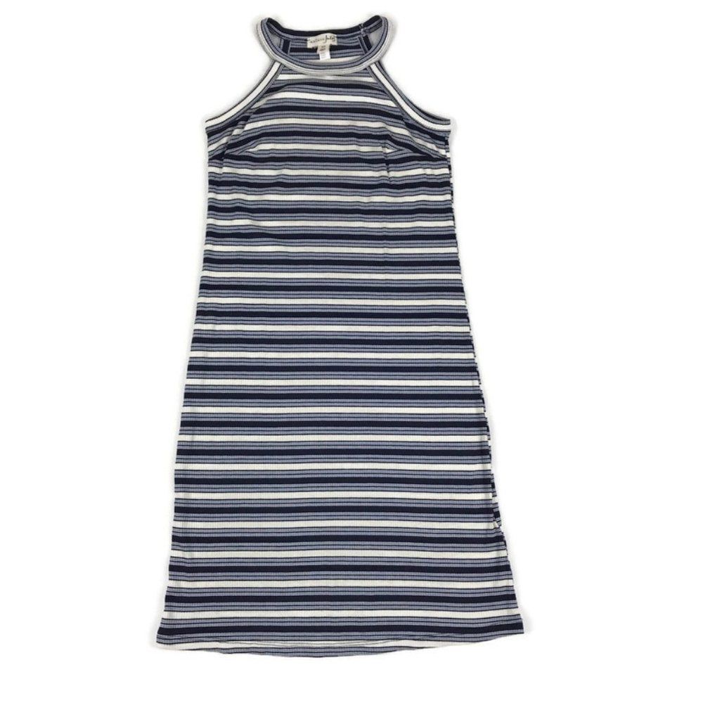 NEW Maison Jules Mini Halter Dress Women's Size XXS Striped Ribbed Knit Stretch